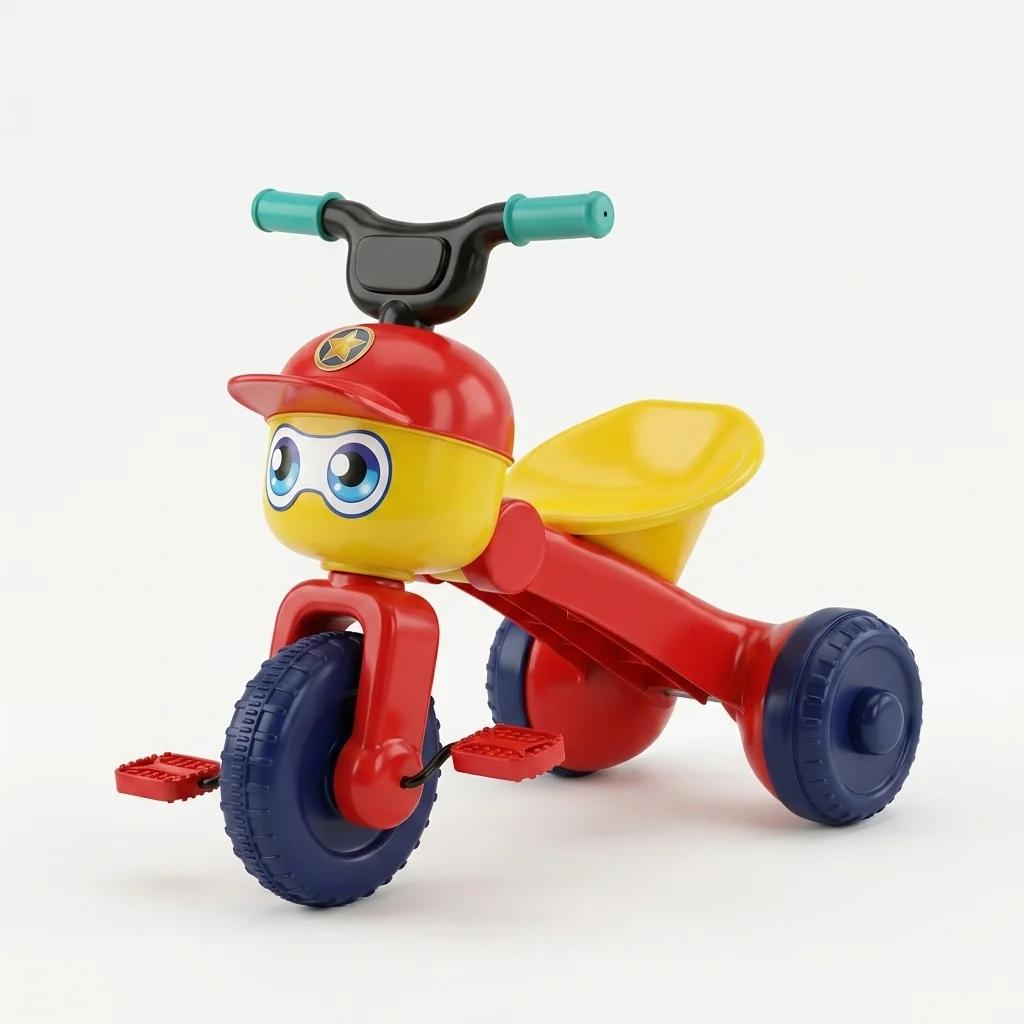 Kids First Pedal Tricycle Ride-On Toy for toddlers, featuring wide wheels and a contoured seat for stability and fun.