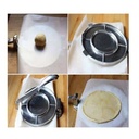 Silver Aluminium Tortilla Press in action, showcasing dough ball preparation and pressed tortilla.