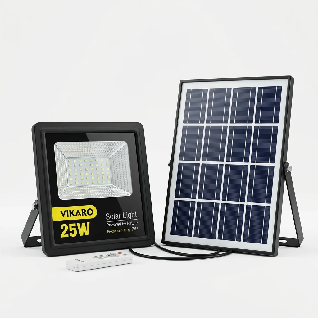 IP65 Waterproof LED Floodlight with 25W Solar Light and solar panel for outdoor lighting