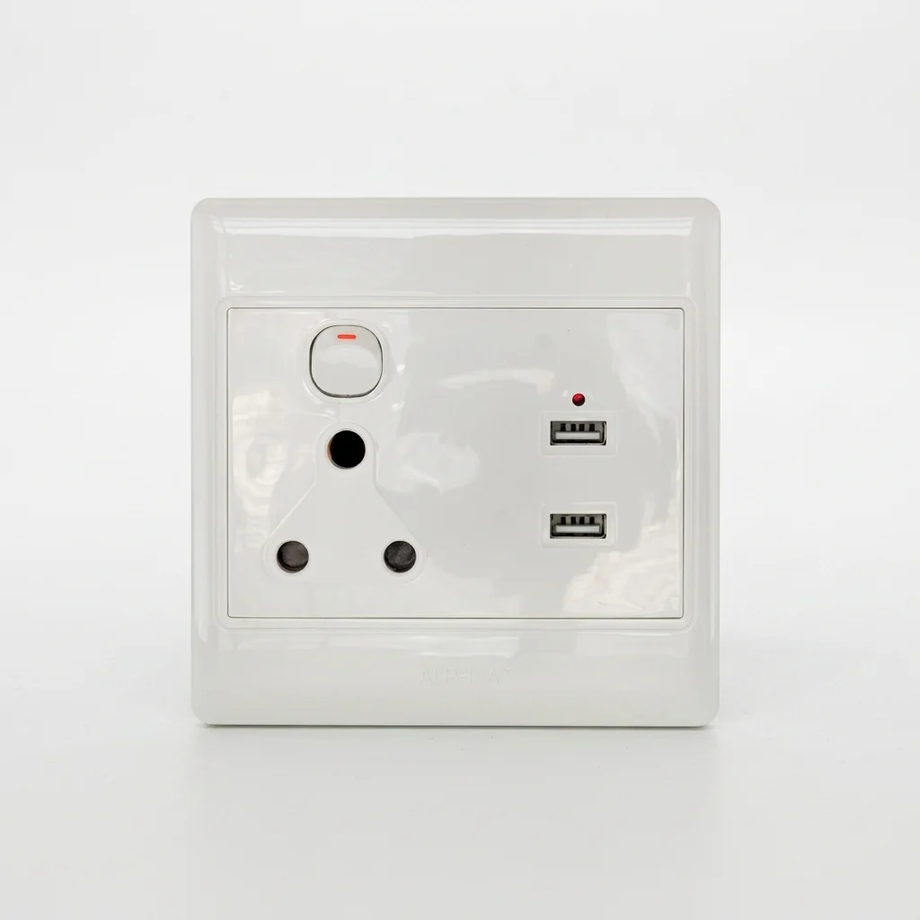 Integrated USB Wall Socket with 3 Pin Outlet