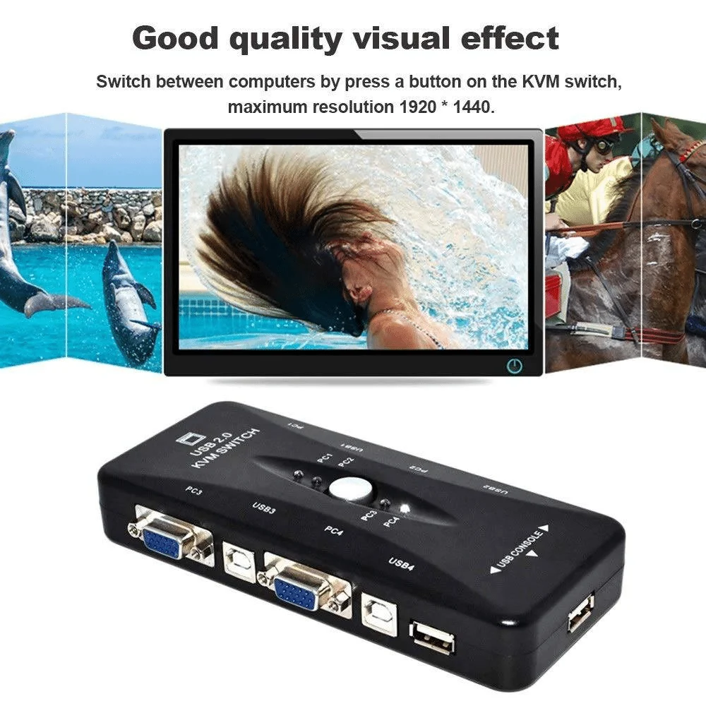 Perfect Dealz 4-Port USB 2.0 KVM Switch Converter