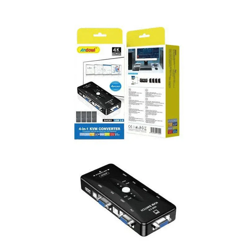 Perfect Dealz 4-Port USB 2.0 KVM Switch Converter