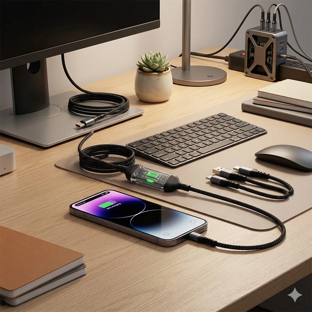 100W 3 in 1 Fast Charging USB Cable