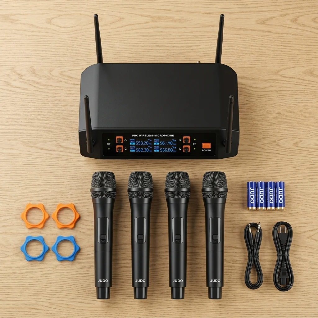 4-Channel Professional Wireless Handheld Microphone System