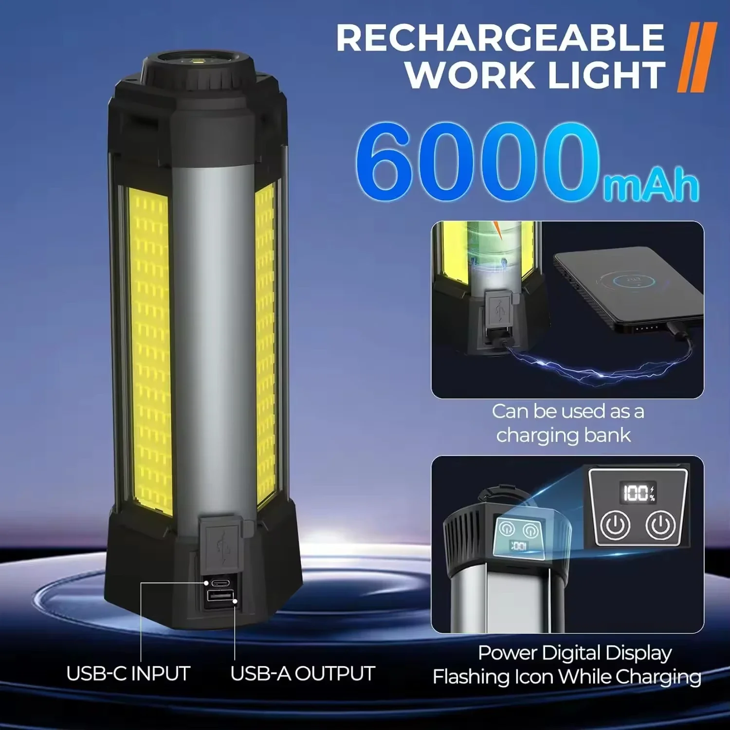 Rechargeable Waterproof COB LED Work Light